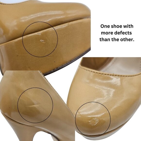 Aldo Nude/Tan Round Toe Platform High Heel Pump, Patent Vegan Leather, Size 36 - Picture 14 of 15